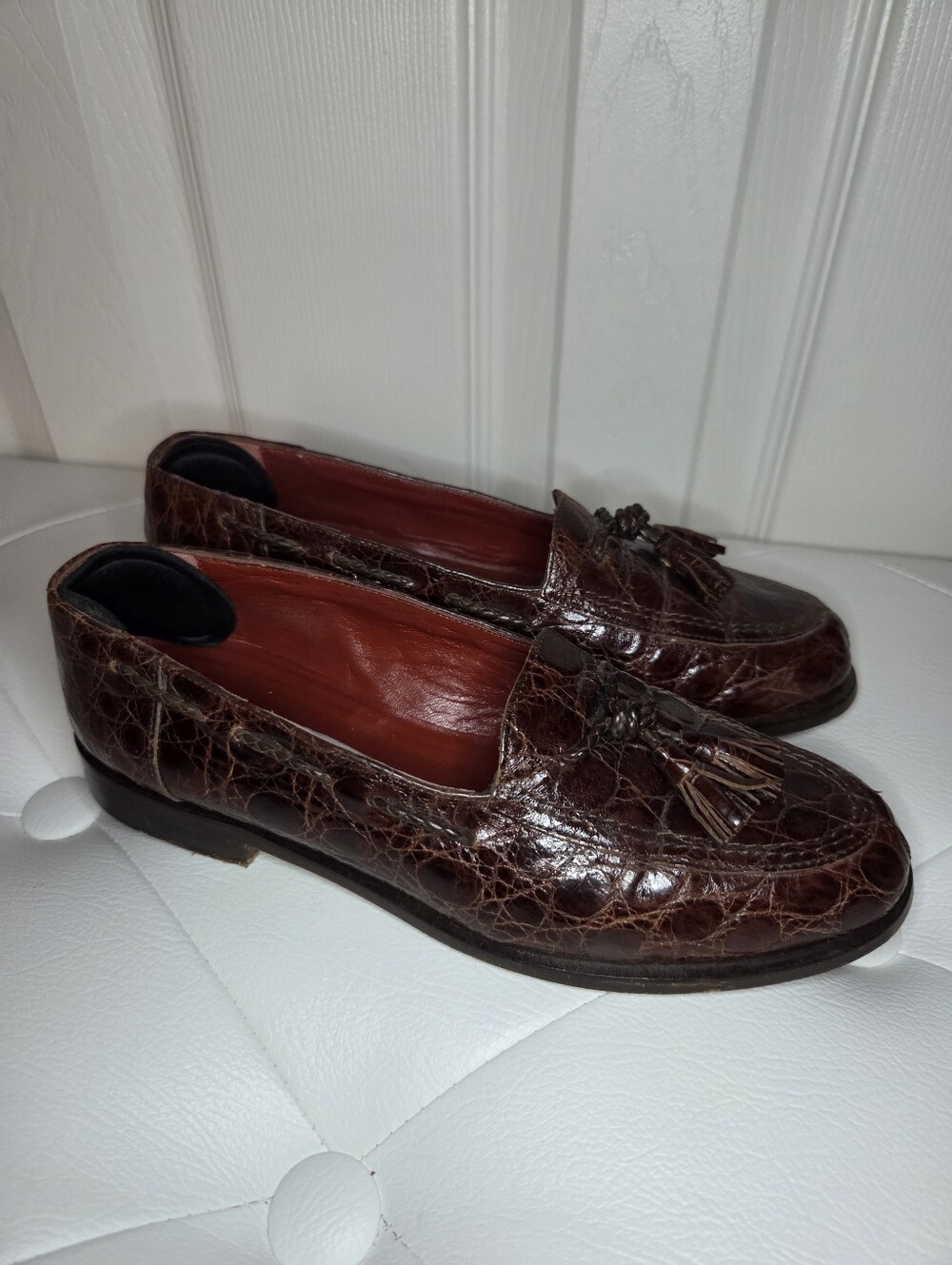 Ann Klein Croc Embossed Leather Loafers 5.5